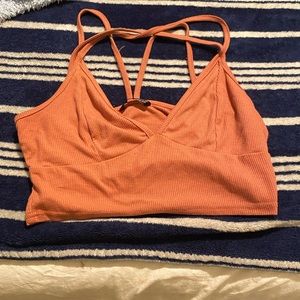 Coral cross cami croptop